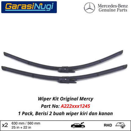 Mercedes W222 V222 Wiper Frameless Kit Original Kaca Depan Front Window S350 S400