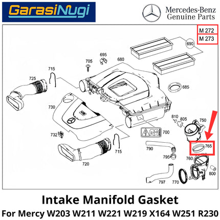 Engine Air Intake Mercy W203 W211 W221 R230 Seal Gasket Saluran Masuk Udara MA272 MA273 Mercedes C200 E200 SL