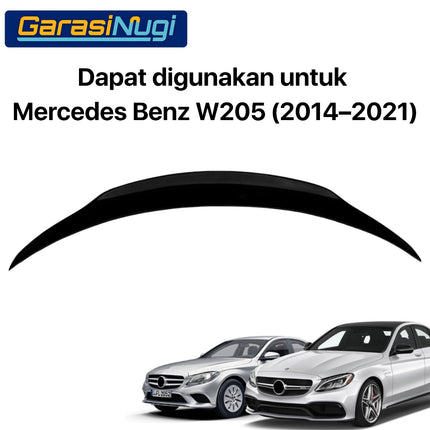 Ducktail Spoiler For Mercedes W205 Trunk Tail Wing Black Gloss C200 C300 2014–2021