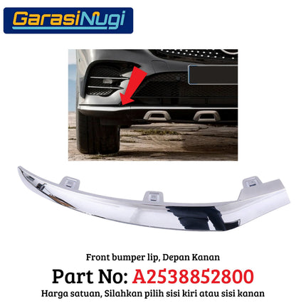 Lower Bumper Mercy W253 Lip Chrome Trim Strip Molding Bumper Depan Bawah GLC