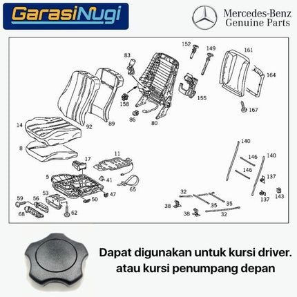 Roda Pengatur Sandaran Kursi Mercy W202 Seat Handwheel Adjuster A2029180026 Original C180
