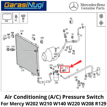 Air Conditioning Mercy W202 W140 W220 R129 Pressure Sensor Detektor Tekanan AC Mercedes C200 E200 SL