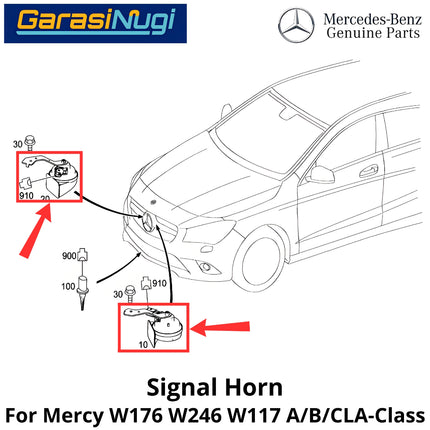Horn Signal Mercy W176 W246 W117 Fanfare High and Low Note Terompet Klakson Mercedes B180 CLA