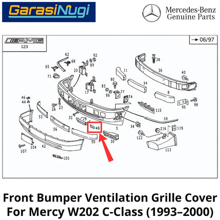 Front Bumper Mercy W202 Ventilation Grille Cover Penutup Kisi Ventilasi Bamper Depan Mercedes C200
