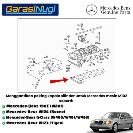 Cylinder Head Mercedes W201 W124 W123 Paking Kepala Silinder Original Mercy Tiger Boxer