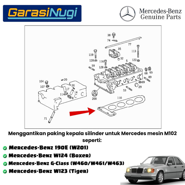 Cylinder Head Mercedes W201 W124 W123 Paking Kepala Silinder Original Mercy Tiger Boxer