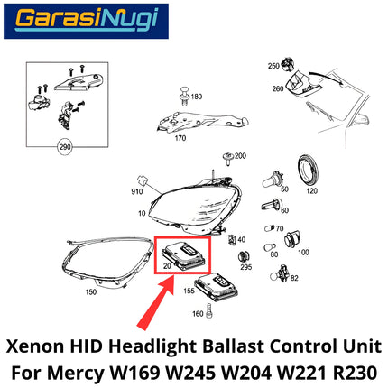 Xenon Ballast Mercy W169 W204 W221 R320 Headlight Driver Control Module Lampu Mercedes A200 C200 S300 SL