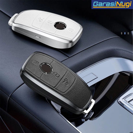 Key Case For Mercedes W177 Sarung Kunci Kulit Aluminium Leather Short Keychain