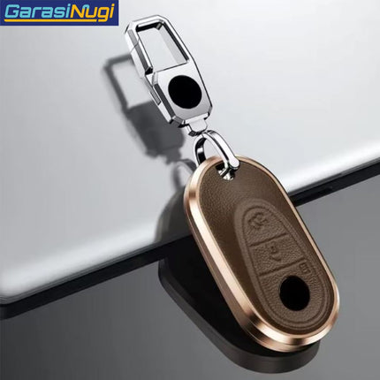 Key Case For Mercedes W167 Sarung Kunci Kulit Aluminium Leather Short Keychain
