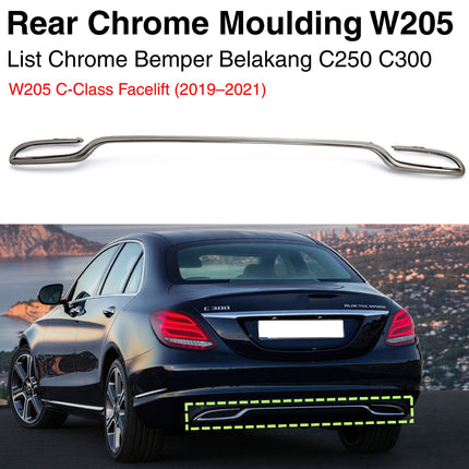 Rear Chrome For Mercy W205 Pre-Facelift Garnish Moulding Bemper Belakang C250 C300