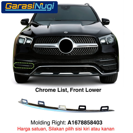 Front Lower Bumper Mercy W167 List Chrome Penutup Molding Bemper Depan Trim GLE