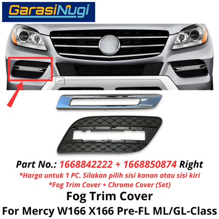 Fog Trim For Mercy W166 X166 Pre-Facelift Cover Chrome Lampu Kabut Grill Mercedes ML GL