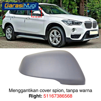 Penutup Kaca Spion BMW F48 F45 Outside Mirror Cover Cap Unprimed Bingkai Luar X1 218