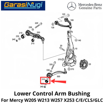 Front Lower Mercy W205 W213 W257 X253 Arm Bushing Control Bantalan Kaki-Kaki Depan Mercedes C200 E200 GLC