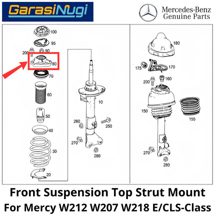 Front Suspension Mercy W212 W207 W218 Top Strut Mounting Dudukan Penyangga Suspensi Depan Mercedes E200 E250 CLS