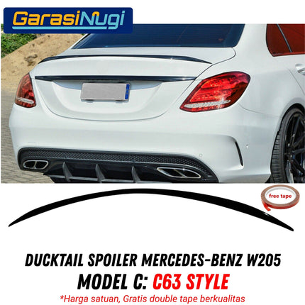 Ducktail Spoiler For Mercedes W205 Trunk Tail Wing Black Gloss C200 C300 2014–2021