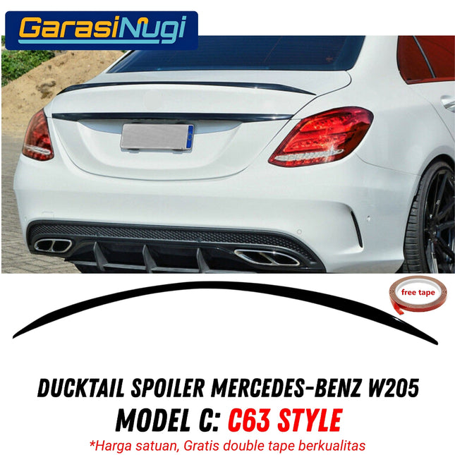 Ducktail Spoiler For Mercedes W205 Trunk Tail Wing Black Gloss C200 C300 2014–2021