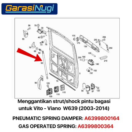 Strut For Mercy W693 Viano Vito Shock Trunk Rear Kap Bagasi Belakang