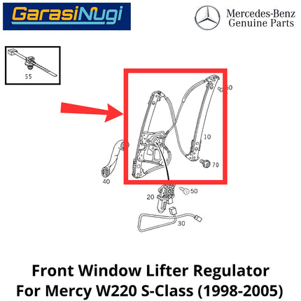 Window Lifter Mercy W220 Front Regulator Power Kaca Jendela Depan Mercedes S280