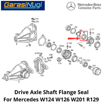 Rear Axle Interior Mercy W124 W126 W201 R129 Flange Seal Ring Segel Gasket Gardan Belakang E230 SL