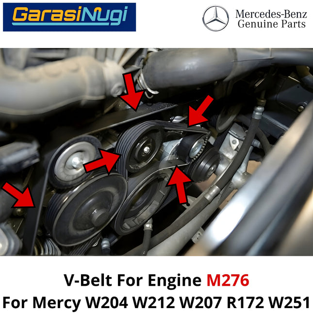 Fan Belt Mercy W204 W212 W207 R172 W251 V-Belt Tali Kipas 0029935496 M276 Mercedes C200 E200 SLK