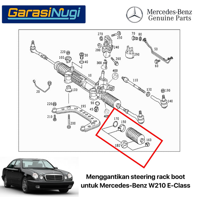 Steering Rack Boot For Mercy W210 Karet Racksteer Original A2104602300 E200