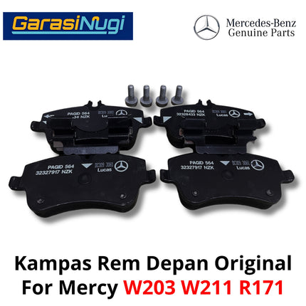 Front Brake Pads Mercedes W203 W211 R171 Kampas Rem Depan Original A0034206020