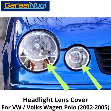 Mika Headlight VW Polo Lens Kaca Cover Lampu Depan Volks Wegan 2002-2005