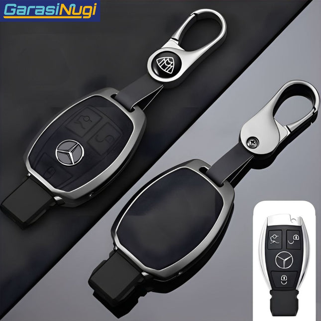 Key Case For Mercedes W212 Sarung Kunci Kulit Metal Gun Leather Short Keychain