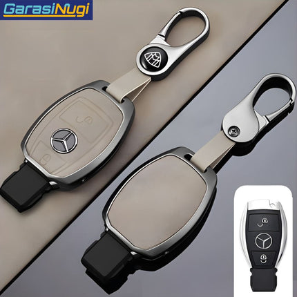 Key Case For Mercedes W212 Sarung Kunci Kulit Metal Gun Leather Short Keychain
