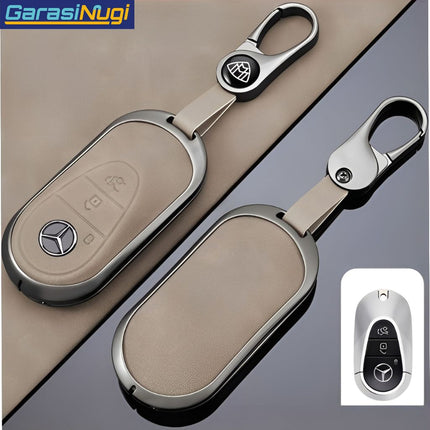 Key Case For Mercedes W167 Sarung Kunci Kulit Metal Gun Leather Short Keychain