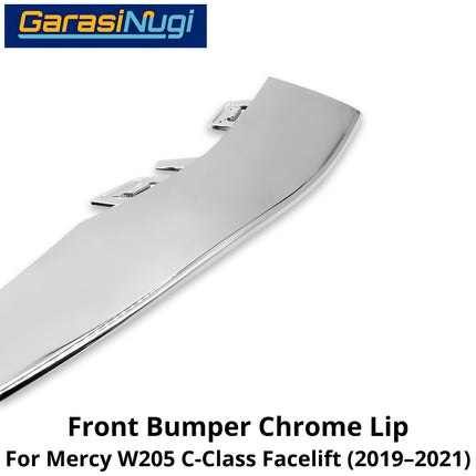 Chrome Lip Mercy W205 Facelift Spoiler Trim Bumper Depan Molding Mercedes C200 C300
