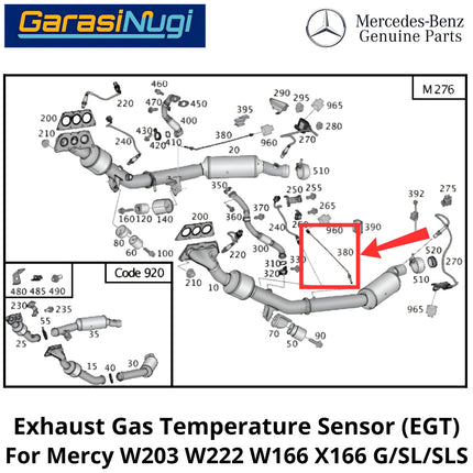 Exhaust Gas Mercy W203 W222 W166 X166 Temperature EGT Sensor Suhu Gas Buang C200 S200 ML GL