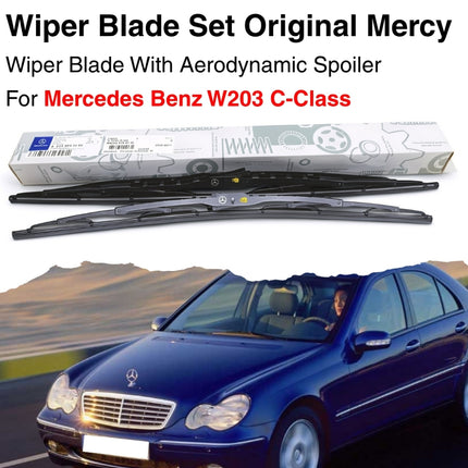 Mercedes W203 W209 Wiper Framed Bracketed Blade Set Aerodynamic Front Kaca Depan C200