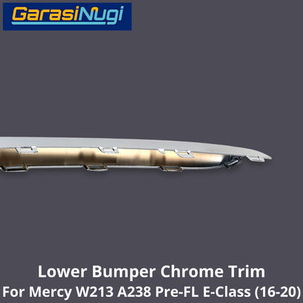 Chrome Lip Mercy W213 A238 Pre-Facelift Spoiler Trim Bumper Depan Molding E200 2016-2020