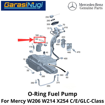 O-Ring Fuel Pump Mercy W206 W214 X254 Sealing Gasket Pengumpan Bahan Bakar M254 M256 Mercedes C200 E200 GLK