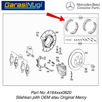 Brake Shoe For Mercedes W164 X164 W251 Kampas Rem Parkir SET Rear Wheel ML350 GL300