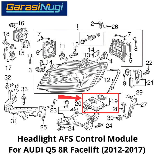 AFS Cornering Light Audi Q5 8R A5 Headlight Control Module Lampu Menikung 2012-2017