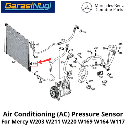 Air Conditioning Mercy W203 W211 W220 W169 Pressure Sensor Detektor Tekanan AC Mercedes A150 C200 E200