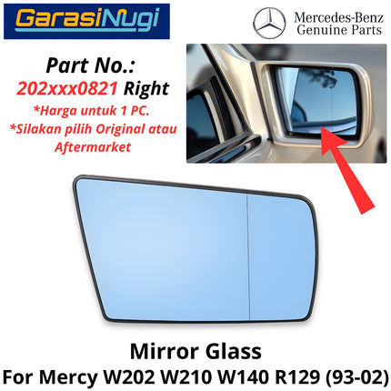 Mirror Glass Mercy W202 W210 W140 R129 Cermin Kaca Spion Depan 2028100721 Mercedes C200 E200 S280 SL