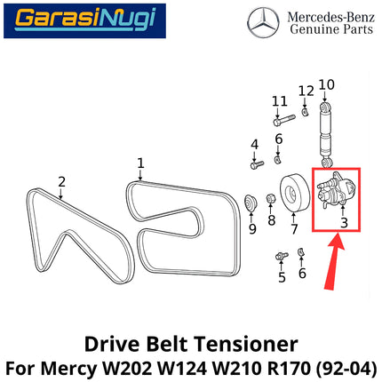 Drive Belt Tensioner Mercy W202 W124 W210 R170 Katrol Pengencang Sabuk Pulley C180 E230 SLK