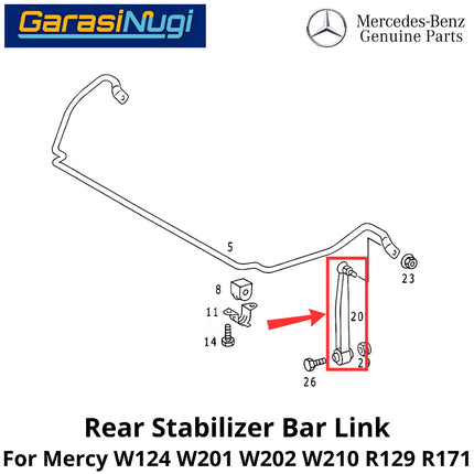 Rear Stabilizer Mercy W124 W201 W210 R129 Linkage Shock Bar Penstabil Roda Belakang Mercedes E200 SL