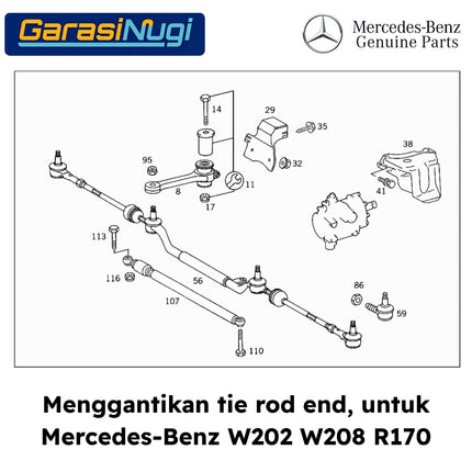 Tie Rod End Mercy W202 W208 R170 Steering Linkage Luar Penghubung Kemudi C180