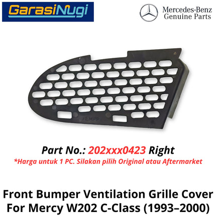 Front Bumper Mercy W202 Ventilation Grille Cover Penutup Kisi Ventilasi Bamper Depan Mercedes C200