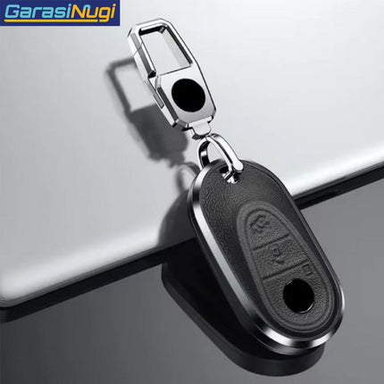 Key Case For Mercedes W167 Sarung Kunci Kulit Aluminium Leather Short Keychain