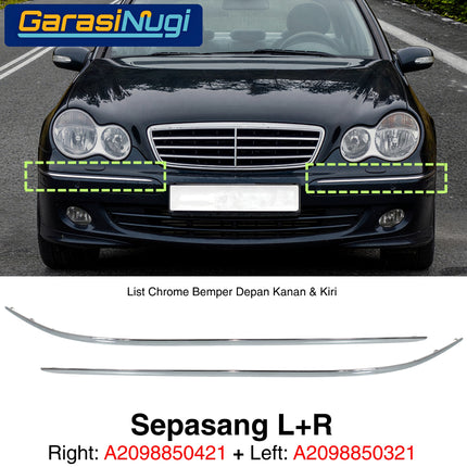 Chrome Stripe Mercy W203 Garnish Moulding Bumper Depan C180 C200