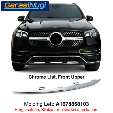 Front Lower Bumper Mercy W167 List Chrome Penutup Molding Bemper Depan Trim GLE