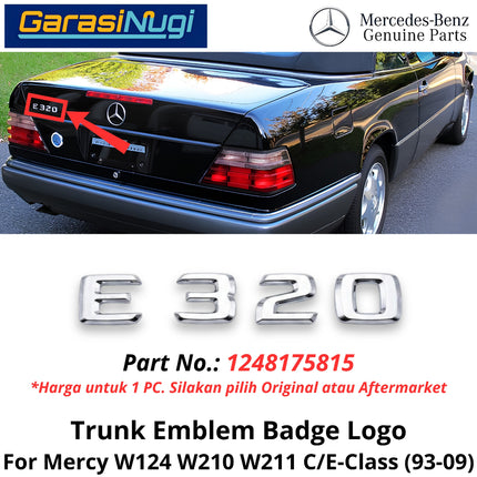 Rear Trunk Lid Mercy W124 W210 W211 E320 Emblem Logo Bagasi Belakang Mercedes C200 230E 300E E230
