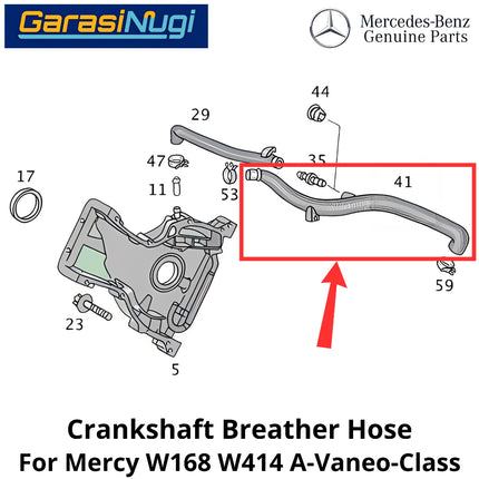 Crankcase Breather Mercy W168 W414 PVC Hose Selang Ventilasi Bak Engkol Mercedes A140 Vaneo