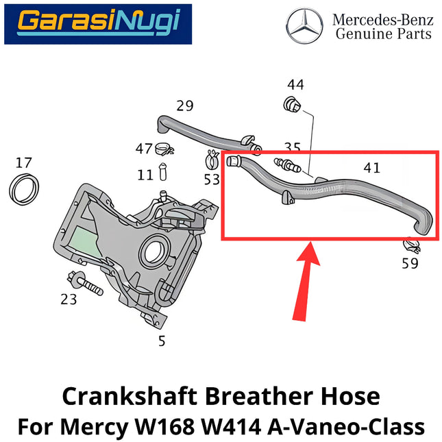 Crankcase Breather Mercy W168 W414 PVC Hose Selang Ventilasi Bak Engkol Mercedes A140 Vaneo